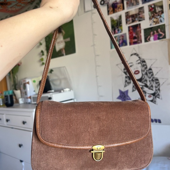 Brandy Melville Handbags - Brandy Melville Brown Corduroy Shoulder Bag